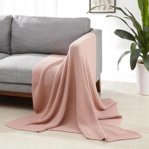 imageAmazon Basics Chunky Cable Knit Throw Blanket for Couch Sofa Bed Lightweight Soft Cozy Sage Green 50quotx 60quotDusty Rose