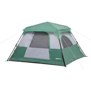 imageAmazon Basics Instant Camping Tent with Rainfly WeatherResistant Quick Setup4Person