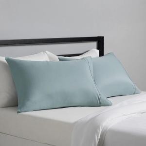 imageAmazon Basics Standard Pillow Cases Set of 2  Lightweight Super Soft Easy Care Microfiber Navy Blue 30quot L x 20quot W Pillows Not IncludedSpa Blue