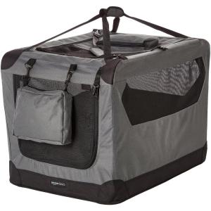 imageAmazon Basics Folding Portable Soft Pet Dog Crate Carrier Kennel 42 x 31 x 31 inches GreyGREY