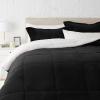imageAmazon Basics 3 Piece Bedding Set Micromink Sherpa UltraSoft Warm All Season Comforter King Navy Blue SolidBlack