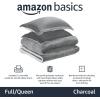 imageAmazon Basics 3 Piece Bedding Set Micromink Sherpa UltraSoft Warm All Season Comforter King Navy Blue SolidCharcoal