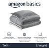 imageAmazon Basics 3 Piece Bedding Set Micromink Sherpa UltraSoft Warm All Season Comforter King Navy Blue SolidCharcoal