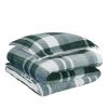 imageAmazon Basics 3 Piece Bedding Set Micromink Sherpa UltraSoft Warm All Season Comforter King Navy Blue SolidGreen Plaid
