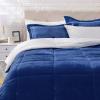 imageAmazon Basics 3 Piece Bedding Set Micromink Sherpa UltraSoft Warm All Season Comforter King Navy Blue SolidNavy Blue