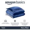 imageAmazon Basics 3 Piece Bedding Set Micromink Sherpa UltraSoft Warm All Season Comforter King Navy Blue SolidNavy Blue
