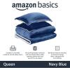 imageAmazon Basics 3 Piece Bedding Set Micromink Sherpa UltraSoft Warm All Season Comforter King Navy Blue SolidNavy Blue