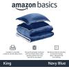 imageAmazon Basics 3 Piece Bedding Set Micromink Sherpa UltraSoft Warm All Season Comforter King Navy Blue SolidNavy Blue