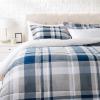 imageAmazon Basics 3 Piece Bedding Set Micromink Sherpa UltraSoft Warm All Season Comforter King Navy Blue SolidNavy Plaid