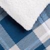 imageAmazon Basics 3 Piece Bedding Set Micromink Sherpa UltraSoft Warm All Season Comforter King Navy Blue SolidNavy Plaid