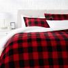 imageAmazon Basics 3 Piece Bedding Set Micromink Sherpa UltraSoft Warm All Season Comforter King Navy Blue SolidRed Buffalo Plaid
