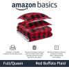 imageAmazon Basics 3 Piece Bedding Set Micromink Sherpa UltraSoft Warm All Season Comforter King Navy Blue SolidRed Buffalo Plaid