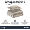 imageAmazon Basics 3 Piece Bedding Set Micromink Sherpa UltraSoft Warm All Season Comforter King Navy Blue SolidTaupe