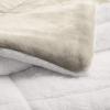 imageAmazon Basics 3 Piece Bedding Set Micromink Sherpa UltraSoft Warm All Season Comforter King Navy Blue SolidTaupe