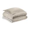 imageAmazon Basics 3 Piece Bedding Set Micromink Sherpa UltraSoft Warm All Season Comforter King Navy Blue SolidTaupe