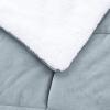 imageAmazon Basics 3 Piece Bedding Set Micromink Sherpa UltraSoft Warm All Season Comforter King Navy Blue SolidTide Pool Blue