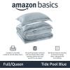 imageAmazon Basics 3 Piece Bedding Set Micromink Sherpa UltraSoft Warm All Season Comforter King Navy Blue SolidTide Pool Blue