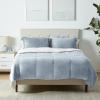 imageAmazon Basics 3 Piece Bedding Set Micromink Sherpa UltraSoft Warm All Season Comforter King Navy Blue SolidTide Pool Blue