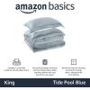 imageAmazon Basics 3 Piece Bedding Set Micromink Sherpa UltraSoft Warm All Season Comforter King Navy Blue SolidTide Pool Blue