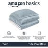 imageAmazon Basics 3 Piece Bedding Set Micromink Sherpa UltraSoft Warm All Season Comforter King Navy Blue SolidTide Pool Blue
