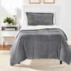 imageAmazon Basics 3 Piece Bedding Set Micromink Sherpa UltraSoft Warm All Season Comforter King Navy Blue SolidCharcoal