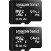 imageAmazon Basics Micro SDXC Memory Card with Full Size Adapter A2 U3 Read Speed up to 100 MBs 128 GB Black64GB2 pack