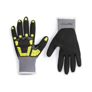 imageAmazon Basics Impact Protection Gloves with Touch Screen Friendly 15G Sandy Nitrile Palm Pack of 120 Pairs Yellow Size XXXSXXSmall