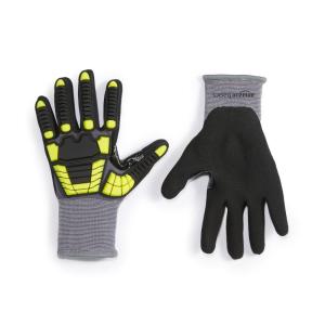 imageAmazon Basics Impact Protection Gloves with Touch Screen Friendly 15G Sandy Nitrile Palm Pack of 120 Pairs Yellow Size XXXSXXXS