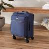 imageAmazon Basics 3 Piece Suitcases Softside Luggage 21quot25quot30quot Durable Design Spinner Wheels Large BlackNavy Blue