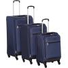imageAmazon Basics 3 Piece Suitcases Softside Luggage 21quot25quot30quot Durable Design Spinner Wheels Large BlackNavy Blue