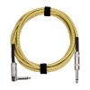 imageAmazon Basics TS 14 Inch Tweed Cloth Jacket RightAngle Instrument Cable for Electric Guitar 10 Foot Yellow ampamp BrownYellow  Brown