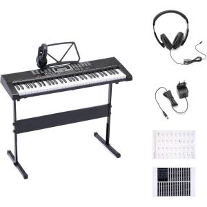 imageAmazon Basics Electric Keyboard Piano with 61 Keys Builtin Speakers Songs for Learning BlackFor Learning