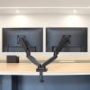 imageAmazon Basics Adjustable Dual Computer Monitor Arm Mount Holds up to 32quot Monitors BlackDual