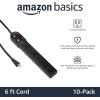 imageAmazon Basics Rectangular 6Outlet Surge Protector Power Strip 6Foot Long Cord 790 Joule  BlackBlack