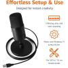 imageAmazon Basics USB Condenser Microphone for Streaming Recording and Podcasting on PC Plug and Play Cardioid Pickup Adjustable Stand with 360 Rotation 58 x 34 inches Black