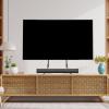 imageAmazon Basics Universal TV Stand Black  Height Adjustable up to 77 inch Compatible with soundbars Hold up to 80 lbs