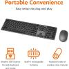 imageAmazon Basics Wireless Keyboard and Mouse Combo  Rechargeable Ultra Slim Design Quiet Full Size Number Pad QWERTY BlackQWERTY