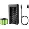 imageAmazon Basics  4 Bay Battery Charger for AA ampamp AAA Rechargeable Batteries with Rechargeable AA NiMh Batteries 4 Count Pack of 1 Type A American Plug Black8 Count Pack of 1