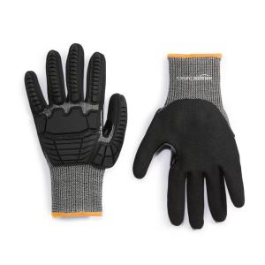 imageAmazon Basics 100 Pairs Impact Protection Gloves with Touch Screen Friendly 15G Sandy Nitrile Palm Black Size XLarge 100 Count Pack of 1Black