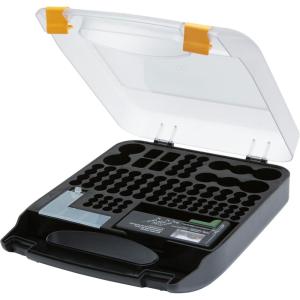 imageAmazon Basics Battery Organizer with Tester and Handle Holds 110 Batteries Wall Mountable ClearBlack