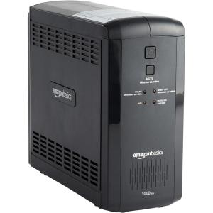 imageAmazon Basics Line Interactive UPS 1000VA 550W Surge Protector with Battery Backup Uninterruptible Battery Power Supply 9 Outlets BlackLine Interactive