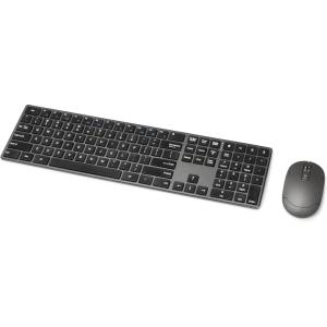 imageAmazon Basics Wireless Keyboard and Mouse Combo  Rechargeable Ultra Slim Design Quiet Full Size Number Pad QWERTY BlackQWERTY