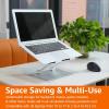imageAmazon Basics Ergonomic and Foldable Laptop Stand for Desk Adjustable Riser Fits all Laptops and Notebooks up to 173 Inch 10 x 87 x 6 in Silver