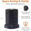 imageAmazon Basics Rectangular Power Strip Tower Surge Protector 1080J 9 Outlet USBC 2 USBA Port 15A 6ft Cord Black