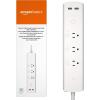 imageAmazon Basics Rectangle Smart Plug Power Strip with 6 Individually Controlled Outlets and 3 USB Ports 2 USBA and 1 USBC Works with Alexa Only 24 GHz WiFi No Hub Required White3 Individually Controlled Outlets and 2 USB Ports