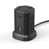 imageAmazon Basics Rectangular Power Strip Tower Surge Protector 1080J 9 Outlet USBC 2 USBA Port 15A 6ft Cord Black