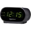 imageAmazon Basics Small Digital Oval Alarm Clock With LED Display Nightlight ampamp Battery Backup Black 45 x 35 x 24 Inches