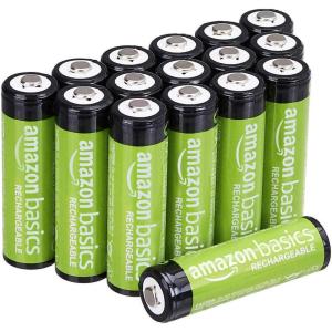 imageAmazon Basics 12Count Rechargeable AA NiMH Performance Batteries 2000 mAh Recharge up to 1000x Times PreCharged16 Count Pack of 1