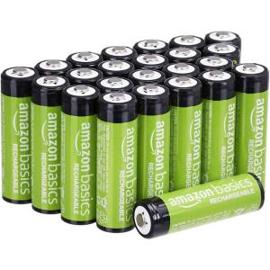 imageAmazon Basics 12Count Rechargeable AA NiMH Performance Batteries 2000 mAh Recharge up to 1000x Times PreCharged24 Count Pack of 1