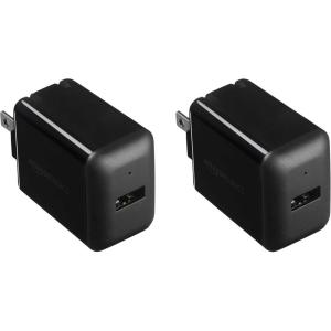 imageAmazon Basics 12W One Port USBA Wall Charger 24A for Phones iPhone 161514131211X Samsung and more Pack of 2 WhiteBlack